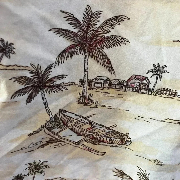 Moda Campia Moda Mens Vintage 90s Hawaiian Tiki Hut Shirt Size XL Beige SP EXC - Picture 5 of 11